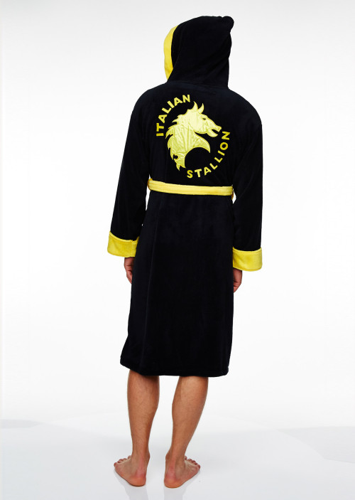 Peignoir Adulte Noir avec Capuche Rocky 1148