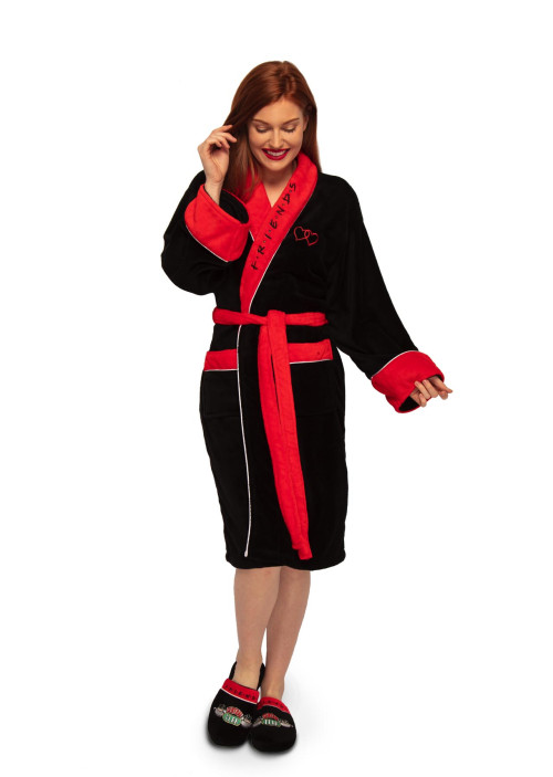 Peignoir Friends femme Central Perk noir et rouge