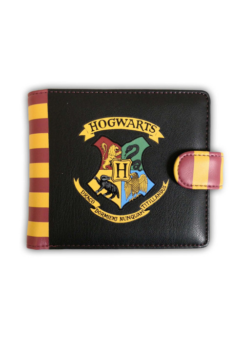 Portefeuille Harry Potter noir rayé blason Poudlard