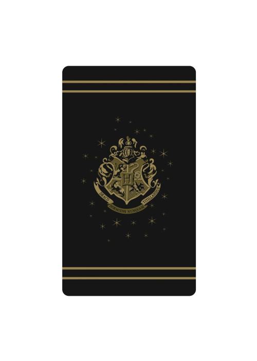 Tapis Harry Potter noir Blason Poudlard doré