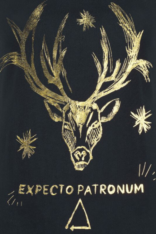 T-shirt femme Harry Potter noir Expecto Patronum doré