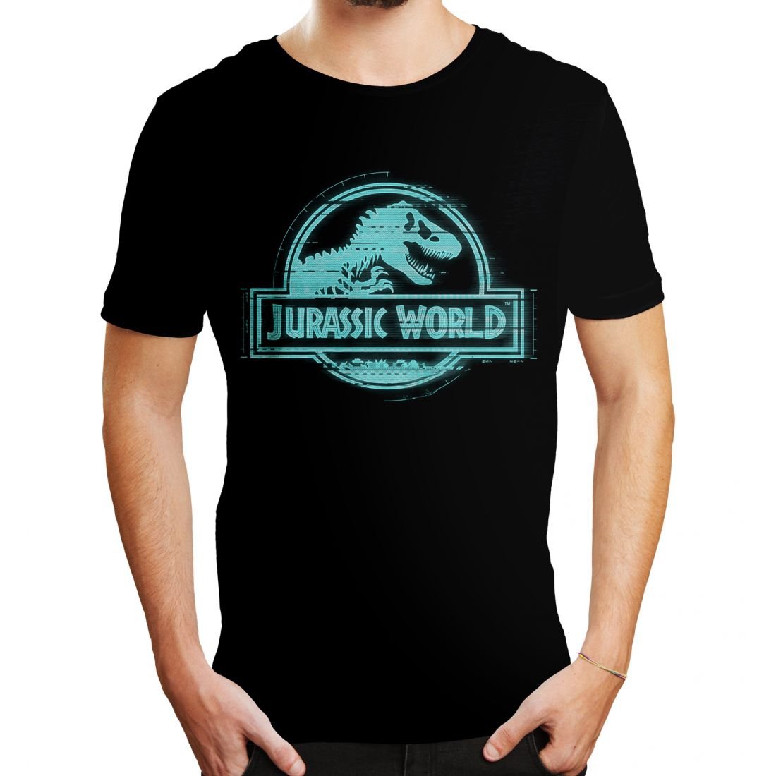 Tee-Shirt Homme Noir Logo Bleu Jurassic Park