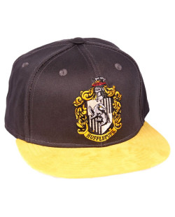 Casquette Poufsouffle Blason Harry Potter grise visière jaune