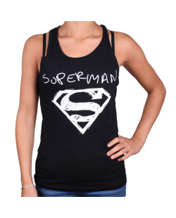 Débardeur Femme Noir Grunge Superman