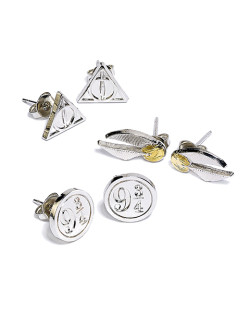 Lot Boucles d'oreilles Harry Potter Reliques de la mort Vif d'or et Quai 9 3/4