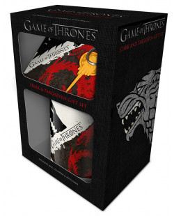 Set Game of Thrones Mug sous verre et porte-clés Stark & Targaryen