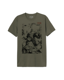 T-shirt MARVEL kaki Hulk Sketch