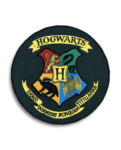 Tapis Harry Potter blason Poudlard rond noir