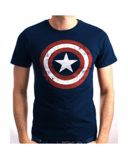 Tee-Shirt Bleu Marine Logo Shield Captain America
