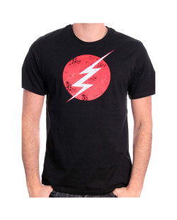 Tee Shirt Noir Logo Distress Flash 