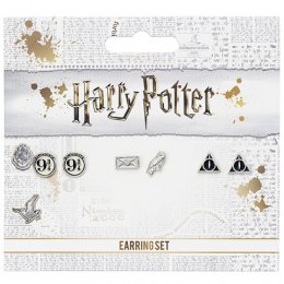 Lot Boucles d'oreilles Harry Potter Platform 9 3/4 Lettre Hedwig et reliques de la mort
