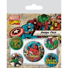 Pack de 5 badges Marvel Comics Spiderman Loki Doctor Strange