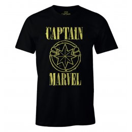 Tee-Shirt Captain Marvel noir logo jaune