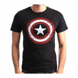 Tee-Shirt Noir Logo Shield Captain America