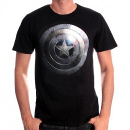 Tee-Shirt Noir Silver Shield Captain America