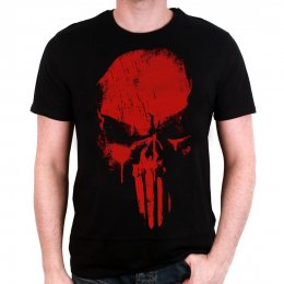 Tee-Shirt Noir Skull Rouge Punisher
