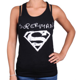 Débardeur Femme Noir Grunge Superman