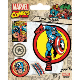 Pack de 5 Stickers Retro Captain America