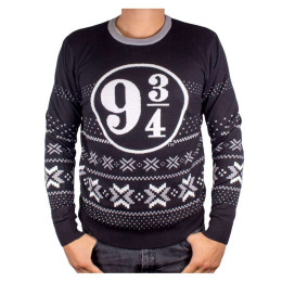 Pull de Noël Harry Potter noir et blanc 9 3/4