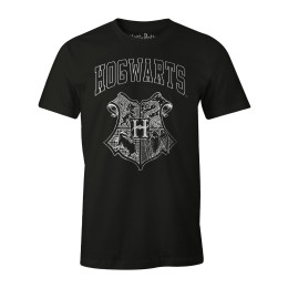 T-shirt Harry Potter noir Blason Poudlard blanc