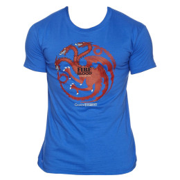 Tee-Shirt Bleu Fire And Blood Game of Thrones