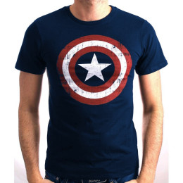 Tee-Shirt Bleu Marine Logo Shield Captain America