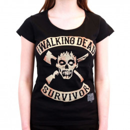 Tee-Shirt Femme Noir Survivor The Walking Dead