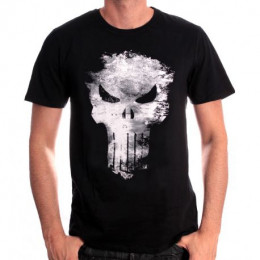 Tee-Shirt Noir Distress Skull Punisher
