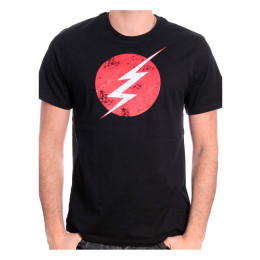 Tee Shirt Noir Logo Distress Flash 