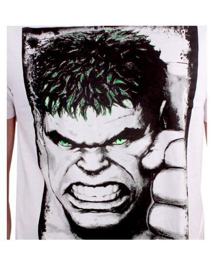 Tee-Shirt Blanc Hulk Eyes Rayon Gamma Marvel
