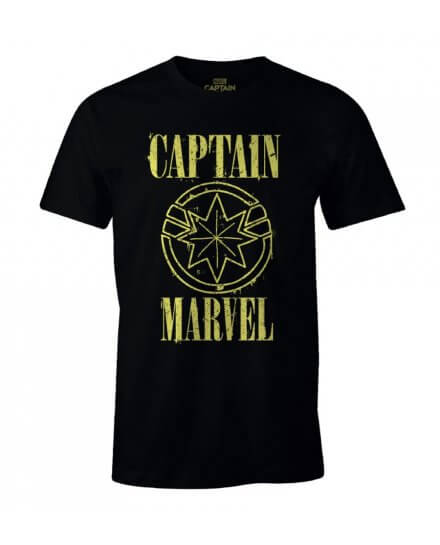 Tee-Shirt Captain Marvel noir logo jaune