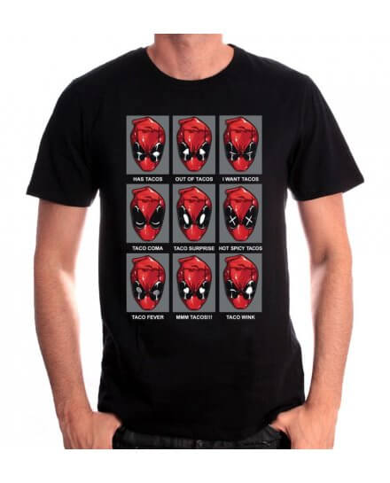 Tee-Shirt Deadpool noir Tacos Heads