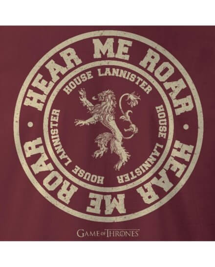 Tee-Shirt Game of Thrones Lannister bordeaux Hear me roar