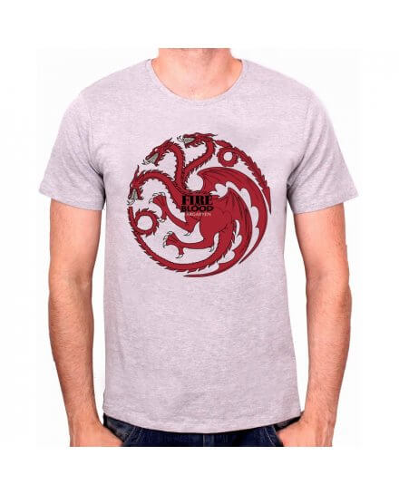 Tee-Shirt Gris Fire And Blood Game of Thrones