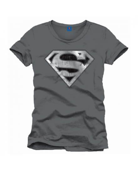 Tee-Shirt Gris Logo Effet Usé Superman