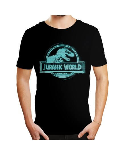 Tee-Shirt Homme Noir Logo Bleu Jurassic Park