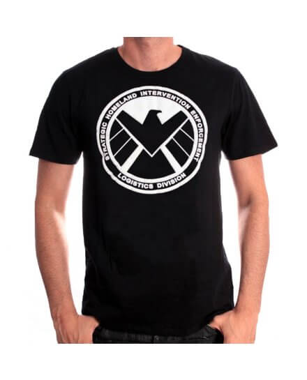 Tee-Shirt Noir Shiel Emblem Captain America
