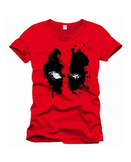 Tee-Shirt Rouge Deadpool Splash Head Marvel