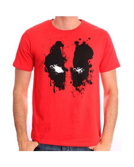 Tee-Shirt Rouge Deadpool Splash Head Marvel
