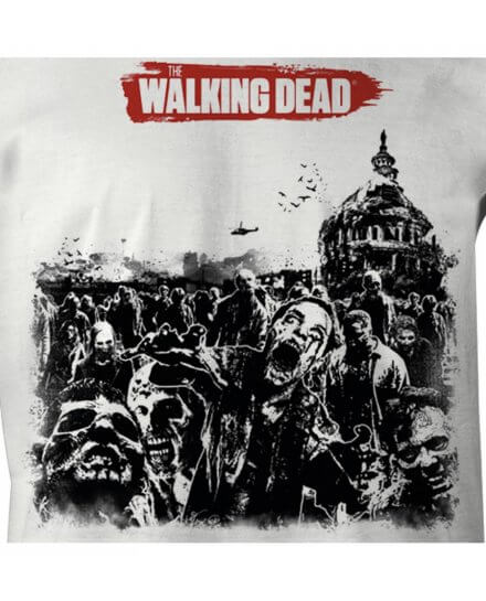Tee-Shirt Walking Dead blanc horde zombies